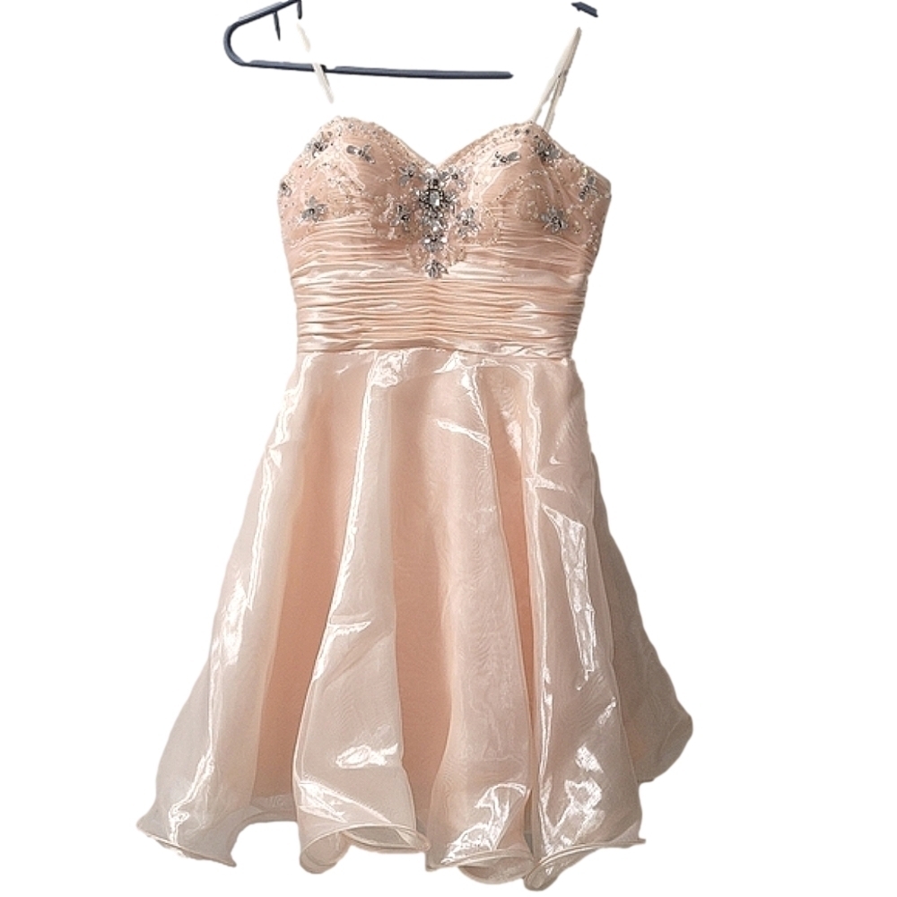 Vintage Laura Rhinestone Cocktail Dress Pink Salmon Size 4 - Picture 2 of 15